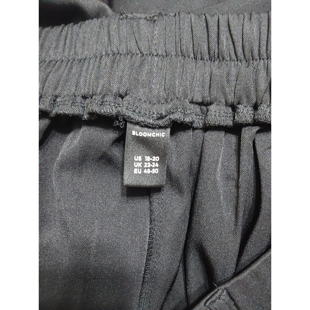 Bloomchic Black Wide Leg Palazzo Pants Plus Size 18-20 Pleated Elastic Waist - Picture 3 of 4